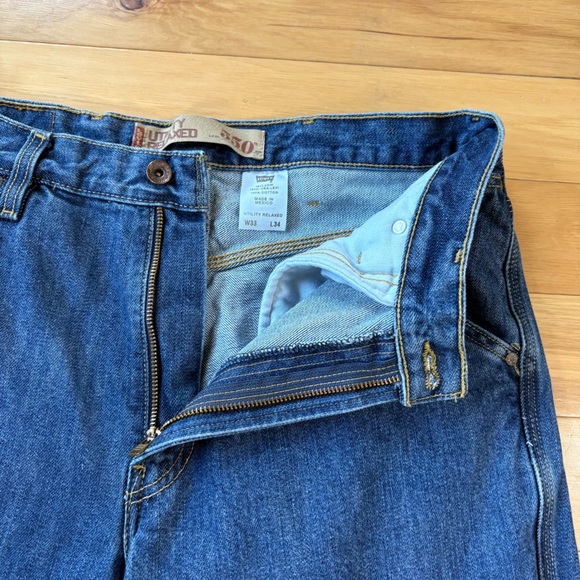 Levis 550 Utility Relaxed Jeans Mens Sz 33x34 Vintage Double Knee Denim Y2K - Picture 7 of 11